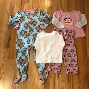 Girls size 3T shirt & 2 pairs of pajamas